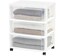 Set of 1 USA Plastic 3 Drawer Wide Storage Drawer Cart with 4 Caster Wheels for Home, White